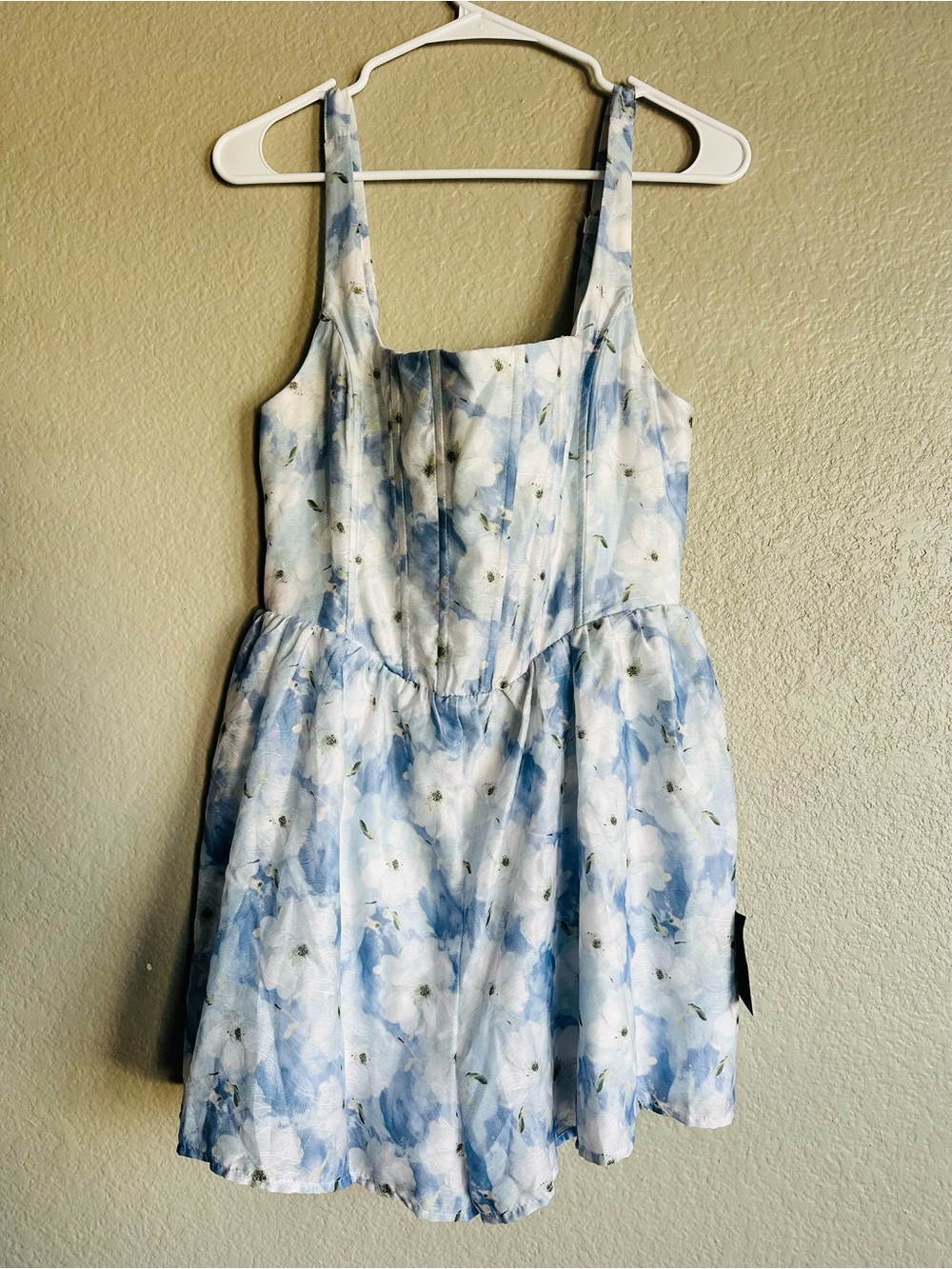 Lulu's Light Blue Floral Romper Dress Juniors